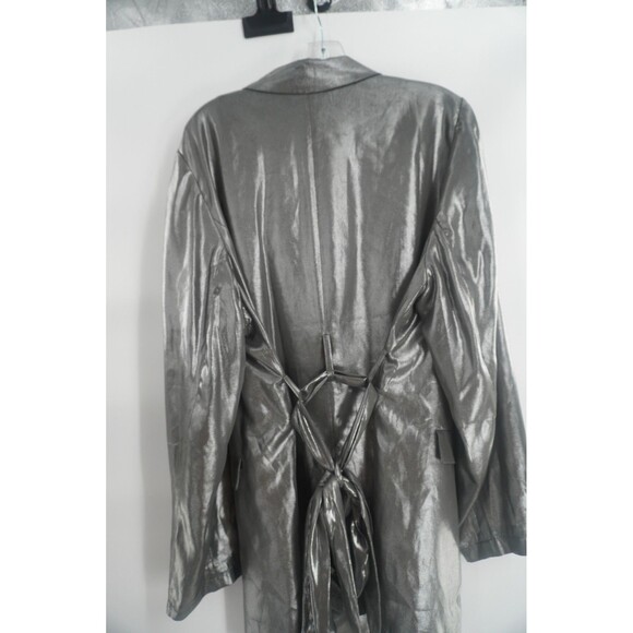 Anthropologie Maeve Zada Metallic Silver Blazer Longline DiscoChic Jacket Sz 20W - Picture 6 of 10